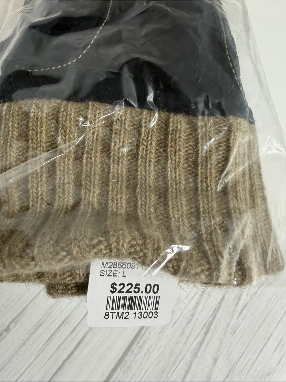NWT Men's Joseph Abboud Navy Leather Gloves with Tan Knit Cuff $225 MSRP - Picture 4 of 4